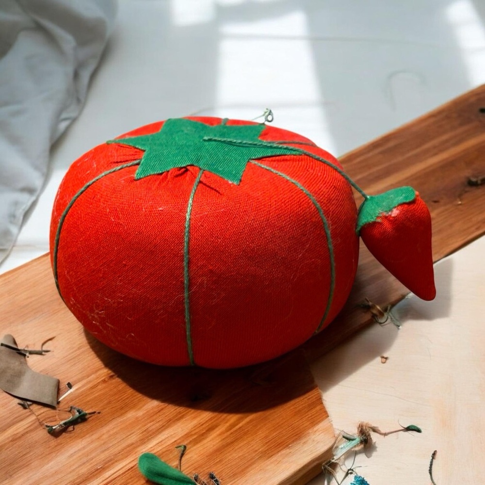 Tomato Pin Cushion with Strawberry Detail Sewing Needles Holder